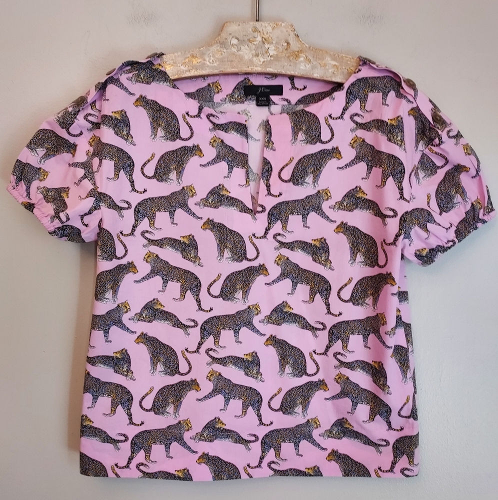 J. Crew Ratti Pink Print Cheetah Print Blouse Top Size XXS - Picture 4 of 10
